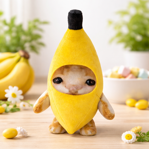 Peluche chat banane